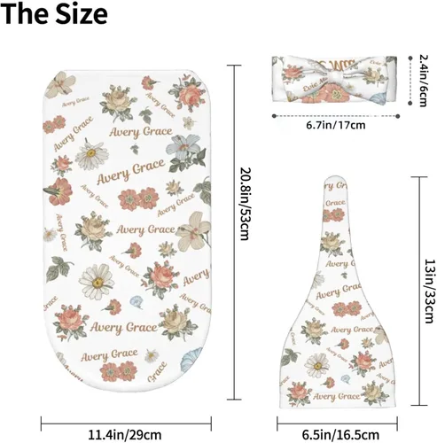 Miniatura 3 de Mantas de bebé personalizadas con nombre – Manta personalizada para bebé recién nacido para niñas y niños – Flores