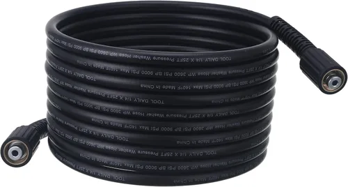 Tool Daily Manguera de lavadora de alta presión, 25 pies x 1/4 pulgadas, 3600 PSI, M22 0.551 in, manguera de repuesto para la mayoría de las marcas