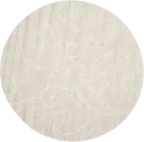 Miniatura 49 de SAFAVIEH - Alfombra de la colección Florida Shag - 10 pies redonda, color crema y beige, diseño de pergamino, no suelta pelusa y fácil de limpiar