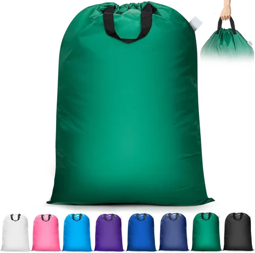 Miniatura 9 de Isink Bolsa de lavandería extra grande con asas, resistente, bolsa de lavandería de viaje para ropa sucia, 28 x 40 pulgadas (negro)