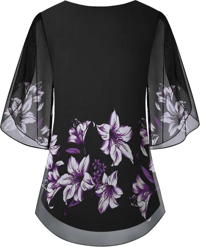 Miniatura 3 de Cestyle Blusas de malla con volantes para mujer, blusas holgadas con mangas 34
