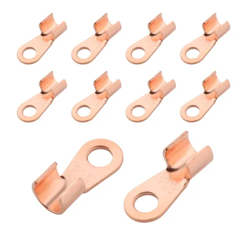 Miniatura 23 de Fielect 100 Uds. Terminales de cable de batería de alambre de cobre abierto OT-10A, terminales de anillo de crimpado, conectores de orificio