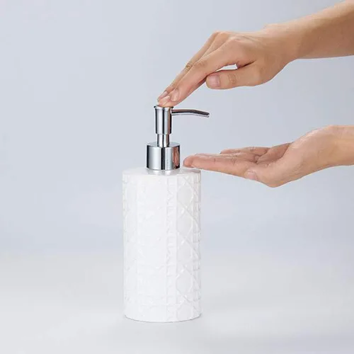 Miniatura 5 de CAA'S - Juego de accesorios de baño de cerámica de 4 piezas para decoración de baño, incluye dispensador de loción, soporte para cepillos