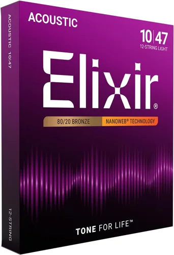Miniatura 10 de Elixir, cuerdas de bronce para guitarra acústica 80/20 con recubrimiento Polyweb, extralivianas (.010-.047)