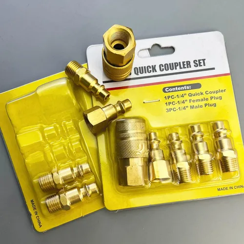 Miniatura 6 de Kit de acoplador y enchufe de aire de latón macizo NPT de 1/4", accesorios para compresor de aire, kit de manguera de compresor de aire, 10