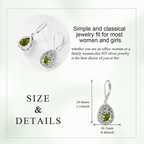 Miniatura 130 de Aretes colgantes con forma de lágrima de filigrana de piedra lunar de plata de ley 925 con cierre de palanca para mujer, regalos de joyería