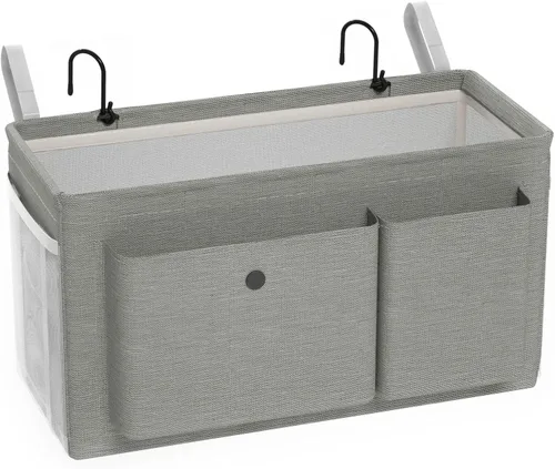 Miniatura 8 de Edudif Organizador de Cabecera de Doble Propósito, Organizador de Cama con 6 Bolsillos, Solución de Almacenamiento Versátil para Mesita de Noche