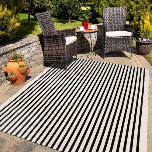 Miniatura 17 de KIMODE - Alfombra de algodón tejida con diseño a rayas en color negro, para puerta de entrada, cocina, decoración de estilo rústico