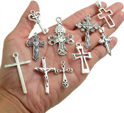 Miniatura 2 de Mixed Crosses Charms Pendants Jewelry Findings for Making Bracelet and Necklace Plata