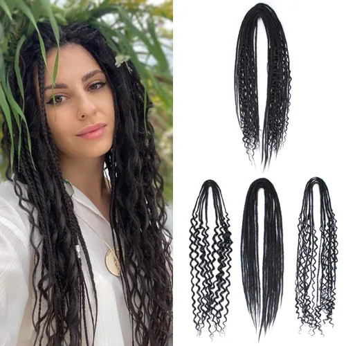 Miniatura 15 de 15 extensiones de rastas de doble extremo, 24 pulgadas, extensiones de rastas falsas de 0.6 pulgadas, color marrón degradado, extensiones de rastas