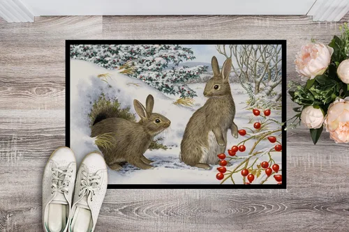 Miniatura 2 de Caroline's Treasures ASA2181MAT - Felpudo de invierno con conejos de 18 x 27 pulgadas, para interiores y exteriores, para entrada, antideslizante