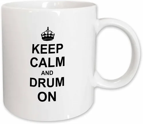 Miniatura 10 de 3dRose - Taza con texto en inglés "Keep Calm And Drum On", color negro