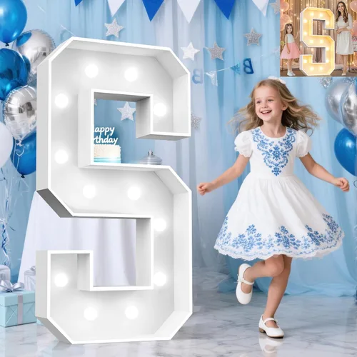 Miniatura 66 de Pooqla Letras de marquesina iluminadas de 3 pies, letras de marquesina con luz LED blanca fría y blanca cálida, letras de mosaico gigante para Letra
