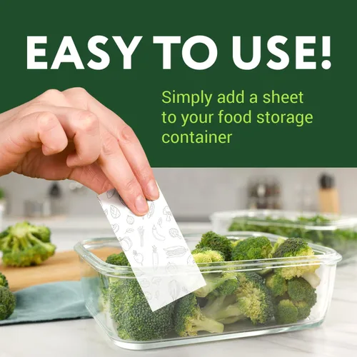 Miniatura 5 de IMPRESA Produce Keeper - Hojas de almacenamiento de alimentos, paquete de 18 hojas de papel frescas para frutas y verduras, ahorrador de verduras