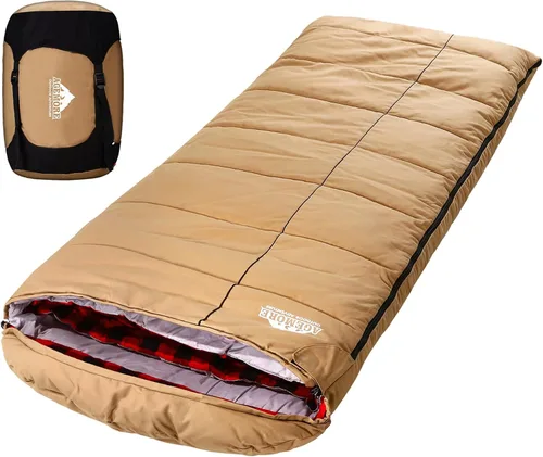 Saco de dormir de lona de 0 grados para adultos, saco de dormir de franela de algodón para campamento de invierno, pesca, caza o viajes, carcasa de