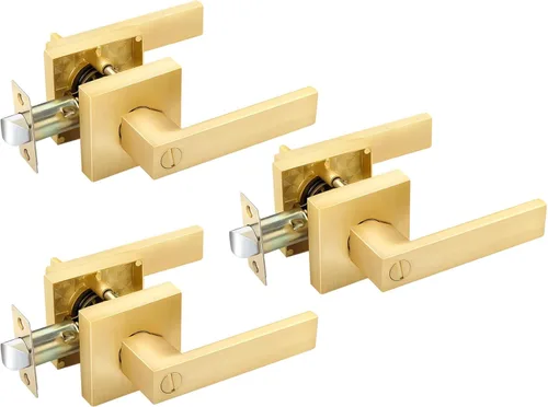 EHOMEWARE Paquete de 3 manijas de puerta de privacidad para puertas interiores, apertura izquierda/derecha, cerradura de manija de puerta en acabado