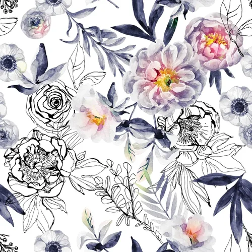 Miniatura 9 de Papel de contacto Boho negro de despegar y pegar con diseño de setas/caracoles/flores silvestres/mariposas, papel pintado extraíble decorativo