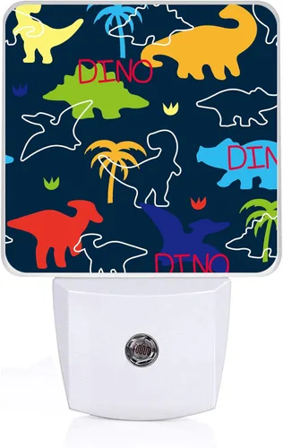 Luz nocturna de dinosaurio, lámpara nocturna de pared enchufable con sensor de atardecer a amanecer, lámpara LED de 0.5 W de eficiencia energética