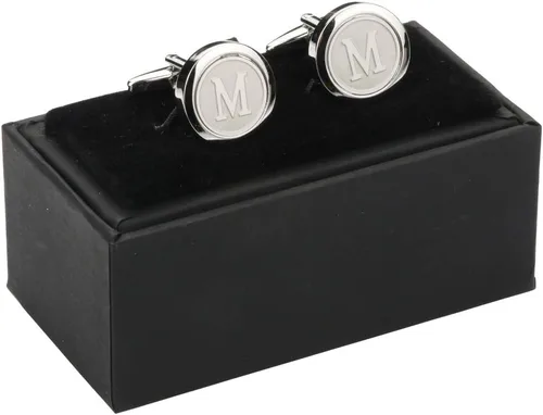 Miniatura 7 de Gemelos clásicos, de acero inoxidable y con las 26 letras iniciales del alfabeto de la A-Z para hombre, para negocios, bodas y camisas