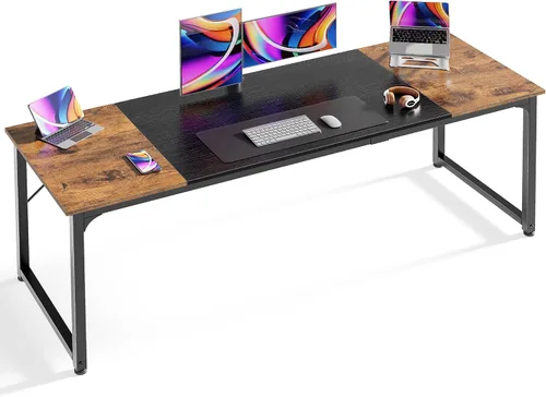 Miniatura 20 de Huuger - Escritorio de oficina moderno y sencillo, escritorio para juegos de 40 pulgadas con almacenamiento, marco de metal negro, amplio espacio