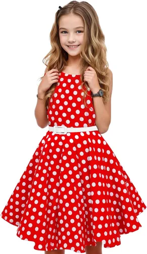 Vestido de fiesta vintage de los años 50 para niñas Rockabilly Retro sin mangas para todo tipo de ocasiones