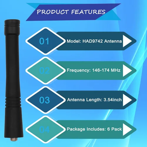 Miniatura 6 de 6 unidades de antena HAD9742A HAD9742 para Motorola HT750 HT1250 CP200 CP200D PR400 P1225 P110 GP300 GP340 EX500 EX600 PRO5150 PRO7150 Radio VHF 150
