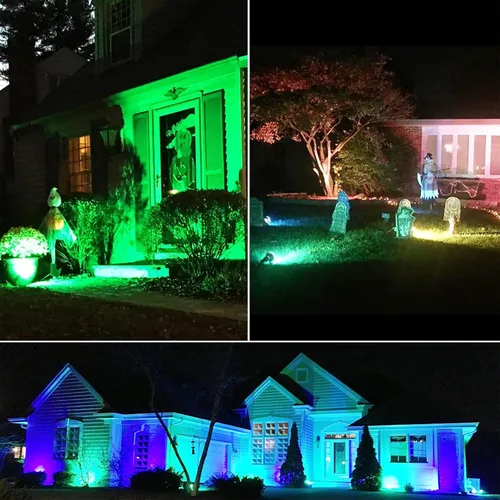 Miniatura 5 de Paquete de 2 focos RGB PAR38 para exteriores con control remoto, 30 W = 90 W, bombillas LED impermeables que cambian de color, blanco cálido de 3000