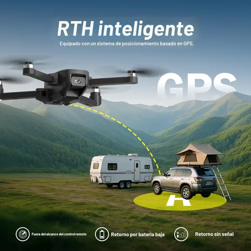Miniatura 4 de Drone GPS FPV con cámara EIS para adultos, pantalla LCD de 4.5 pulgadas en el controlador, pista al con GPS profesional, sígueme, retorno Gris