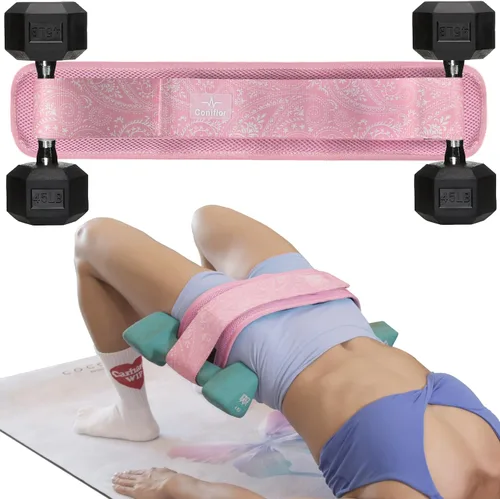 Miniatura 9 de Cinturón de empuje de cadera – Cinturón de fitness ajustable para mancuernas, pesas rusas y platos, soporta hasta 100 libras – para entrenamientos