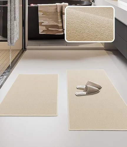 YIHOUSE Juego de alfombras de baño 2 piezas, tapete de baño ultrafino adecuado para debajo de la puerta, tapete de baño absorbente de secado rápido