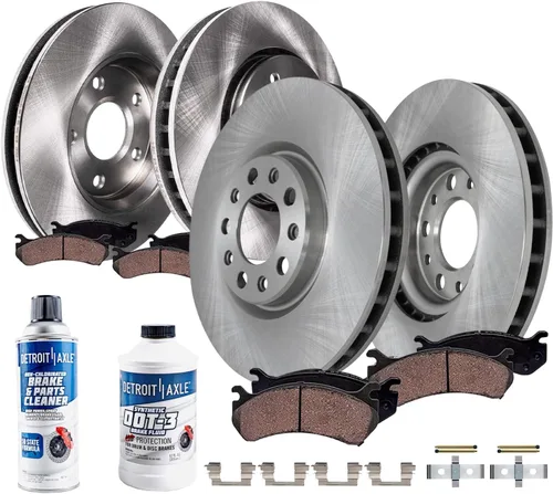 Miniatura 41 de Detroit Axle - Pinza de freno de disco delantera del lado del conductor + pastillas de freno de cerámica con repuesto de hardware para Ford F-150