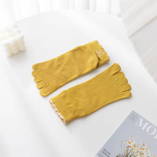 Miniatura 25 de Calcetines de yoga con dedos de pilates con empuñaduras para mujer, antideslizantes, acolchados, florales, calcetines tobilleros para baile de ballet
