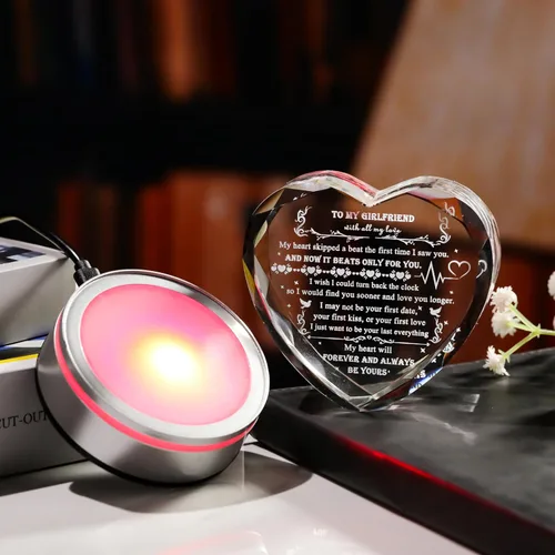 Miniatura 5 de Regalos Qianwei para novia de novio únicos - Regalos personalizados de corazón de cristal para mi novia que lo tiene todo - Ideas de regalo