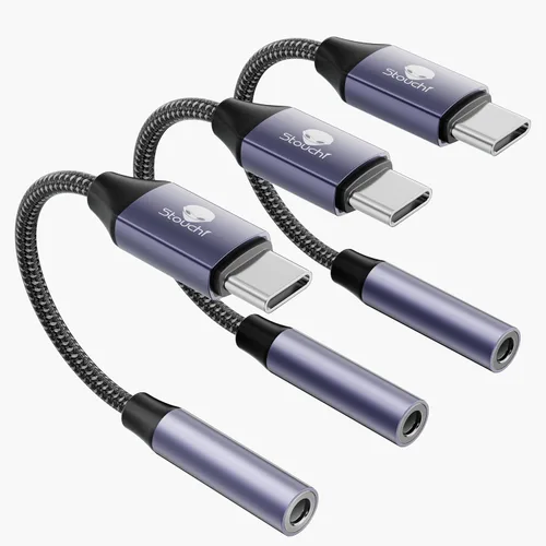 Miniatura 12 de Stouchi Adaptador USB C a dongle de 0.138 in, cable de audio tipo C, chip DAC de alta fidelidad para iPhone 17/16/15, Pixel 9/8/7/6, iPad, Samsung