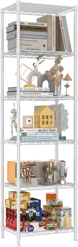 Miniatura 7 de REGILLER Estantería de Alambre de 6 Niveles de Acero, Unidad de Almacenamiento con Estantes Ajustables para Lavandería, Baño, Cocina, Despensa