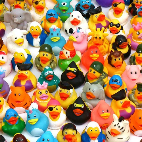 Miniatura 8 de XY-WQ Paquete de 200 patos de goma para Jeeps Ducking, pato flotante a granel de 2.3 pulgadas para niños, surtido de juguetes de baño para bebés