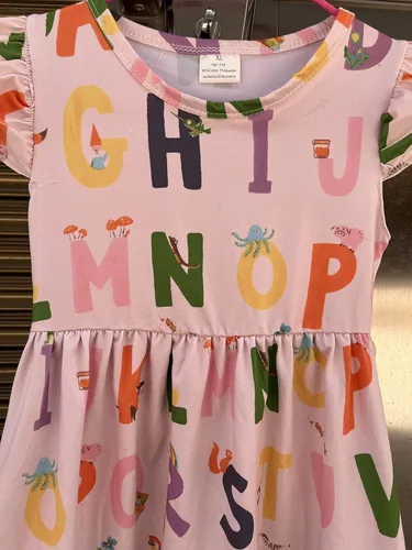 Miniatura 3 de Vestidos de regreso a la escuela para niñas pequeñas: manzana, lápices, ratón de biblioteca, autobús escolar, pegamento, telurión, pizarra arcoíris