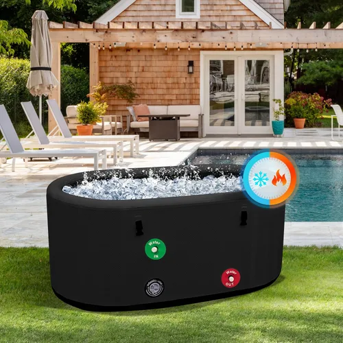 FerdY Cold Plunge - Bañera inflable para deportistas XL con labio, portátil e interior y plegable, 59 x 31 x 26 pulgadas, compatible con enfriador