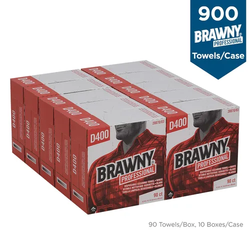 Miniatura 3 de GEORGIA-PACIFIC Brawny Professional D400 - Toalla de limpieza desechable, caja alta, color blanco, 1 caja (20070/03)