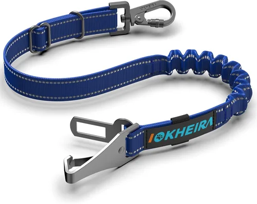 Miniatura 7 de IOKHEIRA Cinturón de seguridad para perro, arnés de automóvil 3 en 1 para mascotas, cinturón de seguridad ajustable de nailon, tela elástica Rojo