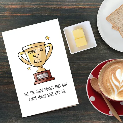 Miniatura 6 de Qiliji Divertida tarjeta del día del jefe para jefes, tarjeta feliz del día del jefe para hombres y mujeres, regalo humorístico del día de los jefes
