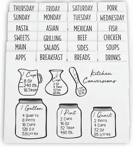 Miniatura 7 de OUTSHINE Divisores de tarjetas de recetas de papel kraft prémium de 4 x 6 con pestañas (juego de 24) Divisores de caja de recetas hechos de Kraft