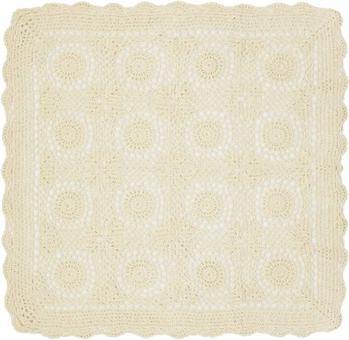 Miniatura 8 de kilofly Manteles individuales hechos a mano con encaje de algodón y ganchillo, para sofá, cuadrados, beige, 27 pulgadas