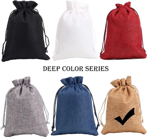 Miniatura 7 de YANGBOYY Bolsas de arpillera, paquete de 25 bolsas de arpillera de 5 x 7 pulgadas, bolsa de regalo con cordón de arpillera, bolsa de regalo de Marrón