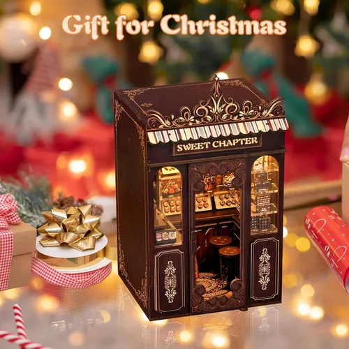 Miniatura 9 de KERNOWO - Kit de rincón de libros, rompecabezas de madera 3D para adultos, adolescentes y principiantes, kit de casa pequeña en miniatura
