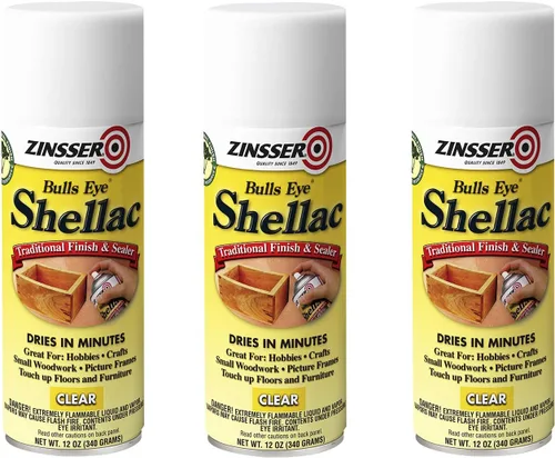 Miniatura 6 de Zinsser 408 Bulls Eye Shellac - Aerosol de acabado tradicional y sellador, 12 onzas, transparente