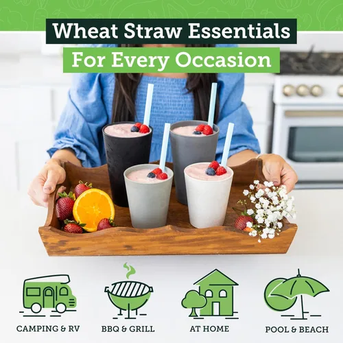 Miniatura 2 de Tazas de paja de trigo premium de Grow Forward - 13 y 20 oz, tazas irrompibles sin BPA de plástico duro - Vasos de plástico reutilizables y ligeros