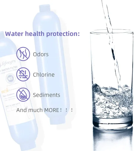 Miniatura 3 de lifeegrn Filtro de agua RV con protector de manguera, filtro de agua en línea, reduce el mal sabor, olores, cloro y sedimentos en agua potable, azul