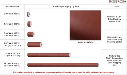 Miniatura 6 de ROSEROSA Peel and Stick Faux Cherry Wood Architectural Film Self-Adhesive Vinyl Film Wallpaper Door Wrap Counter Top Border Mirror Molding Trim WD624