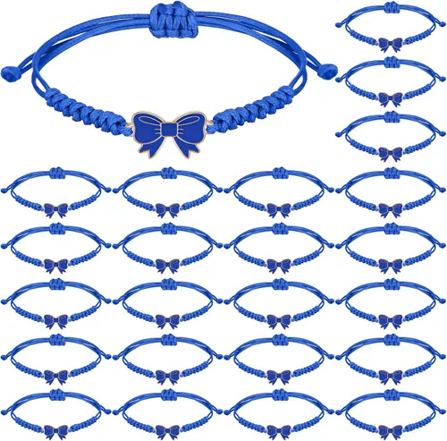 Miniatura 10 de Liliaafar Paquete de 24 Pulseras de Cuerda de Trenza de Lazo Coqueta, Regalo a Granel, Pulseras Ajustables de Cuerda Trenzada para Animadoras, Ideal